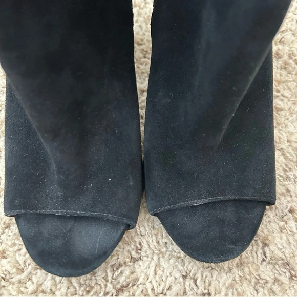 Steve Madden Mannzo Suede High Heel Open Toe Black Bootie Size 6 - Picture 5 of 11